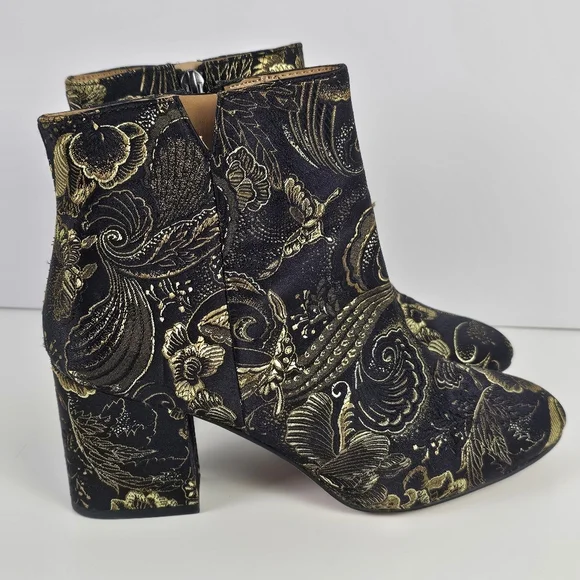 Franco Sarto Metallic / Jacquard Fabric Ankle Bootie — Women’s US 7 M - Tapestry - Picture 3 of 10